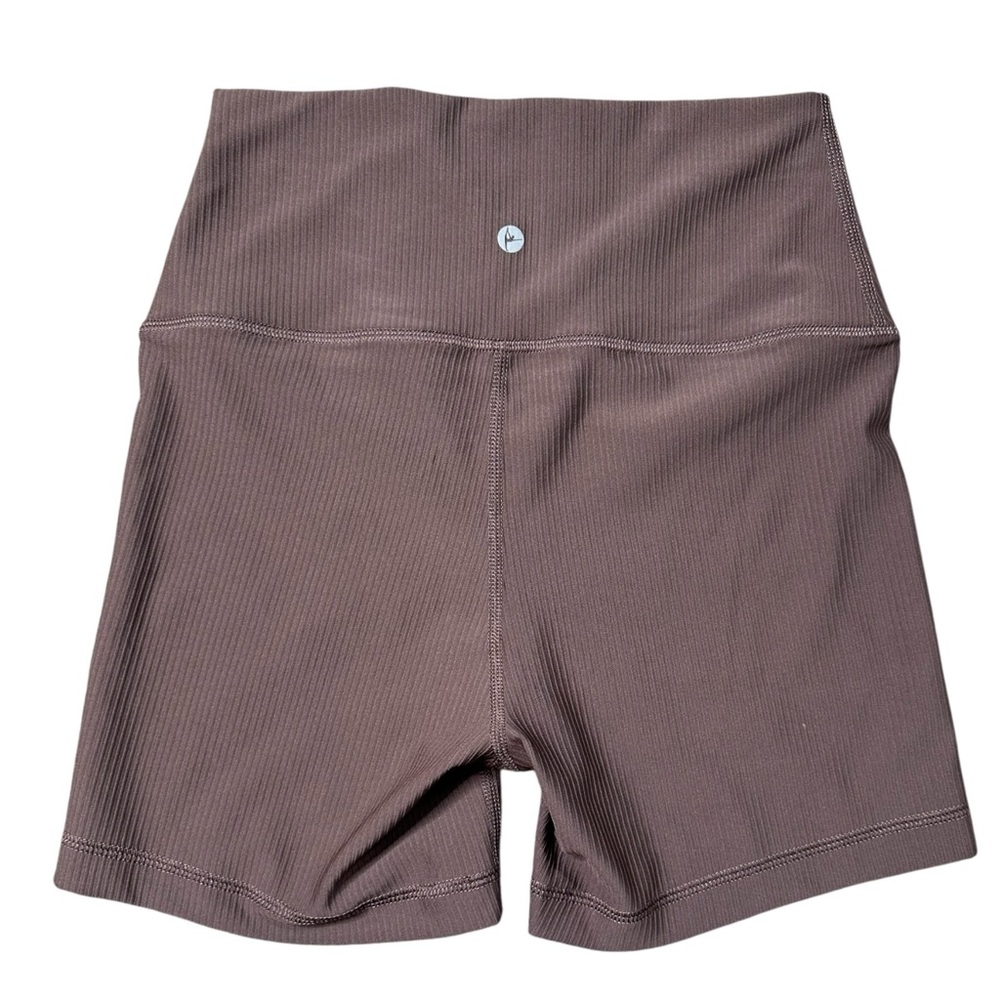90 Degree by Reflex Women's Brown Rib Everyday Interlink 5” Ribbed Biker Shorts